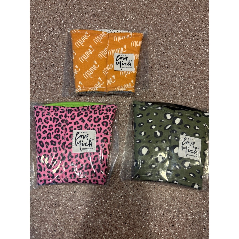 The Love Mich Collection Regular Coffee Cozy Bundle Mama Pink Green Leopard 3pk - Picture 1 of 7